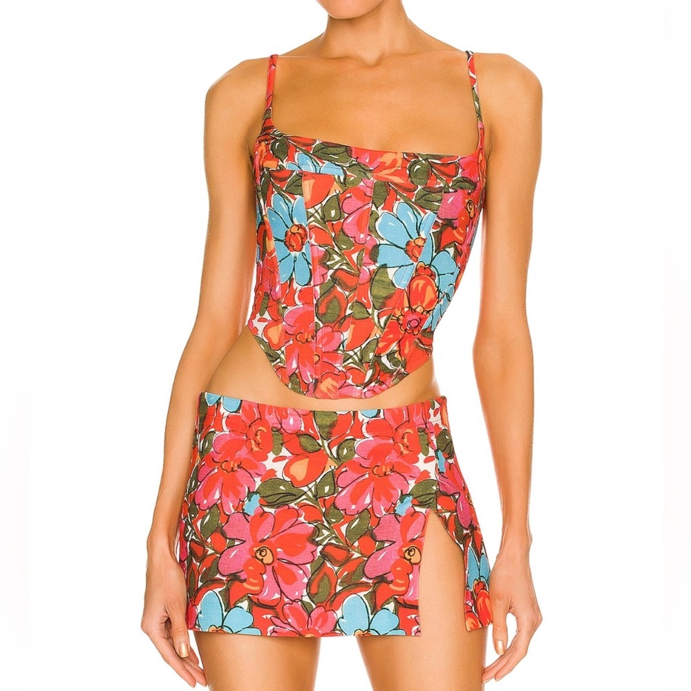 **SOLD** Miaou - V Corset Top - in Parisian Flower Rouge